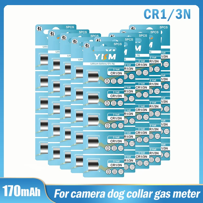 50PCS CR1/3N DL-1/3N CR-1/3N CR13N 170mAh  3V Lithium Battery for M6 M7 Camera Dog Bark Collar Laser Sight Button Batteries