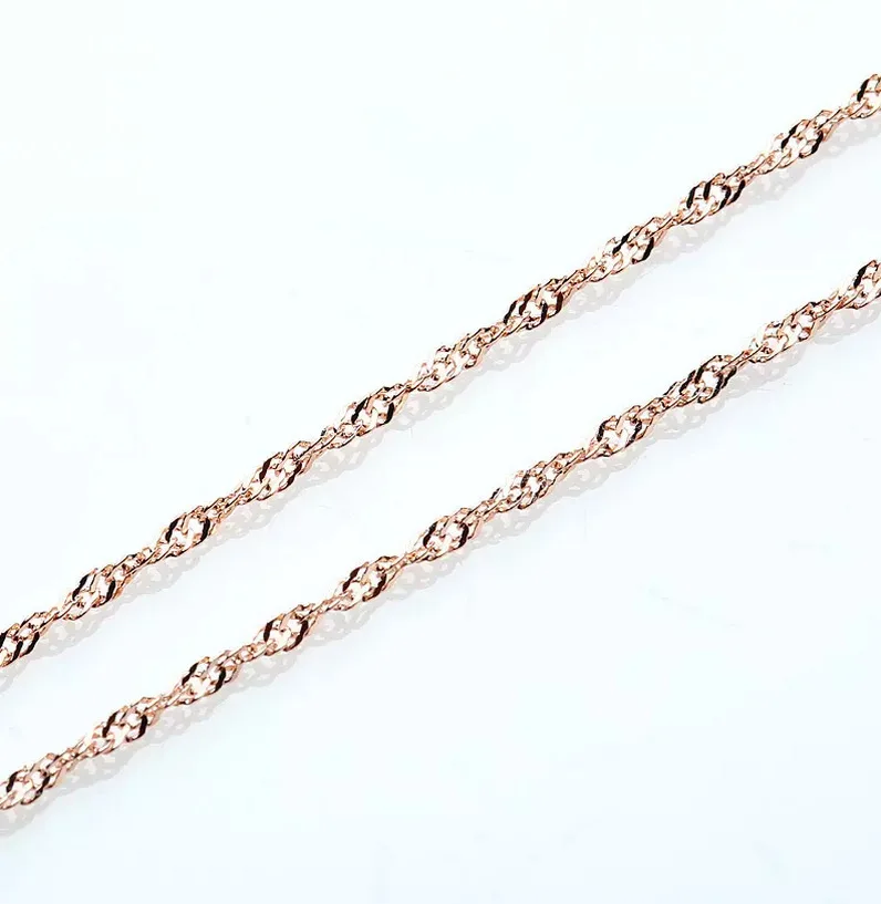 S925 Sterling Silver Necklace Jewelry, Rose Gold-Plated Water Wave Chain Jewelry