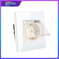 Bingoelec Waterproof Socket Crystal Glass Panel wall socket Electrical Outlets 16A Sockets Accessories Equipment Supplies