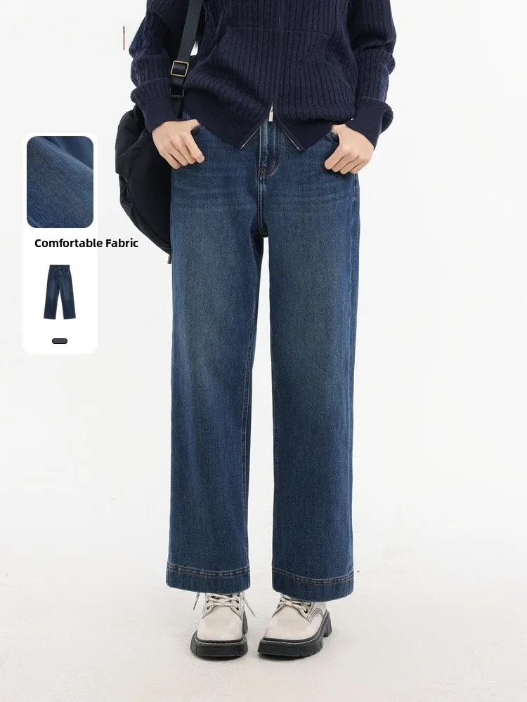 

Faionable mat Fce-Lined Straight Leg Jeans Memory's Start 2025 Winter Collection Warm Casual Zipper Closure