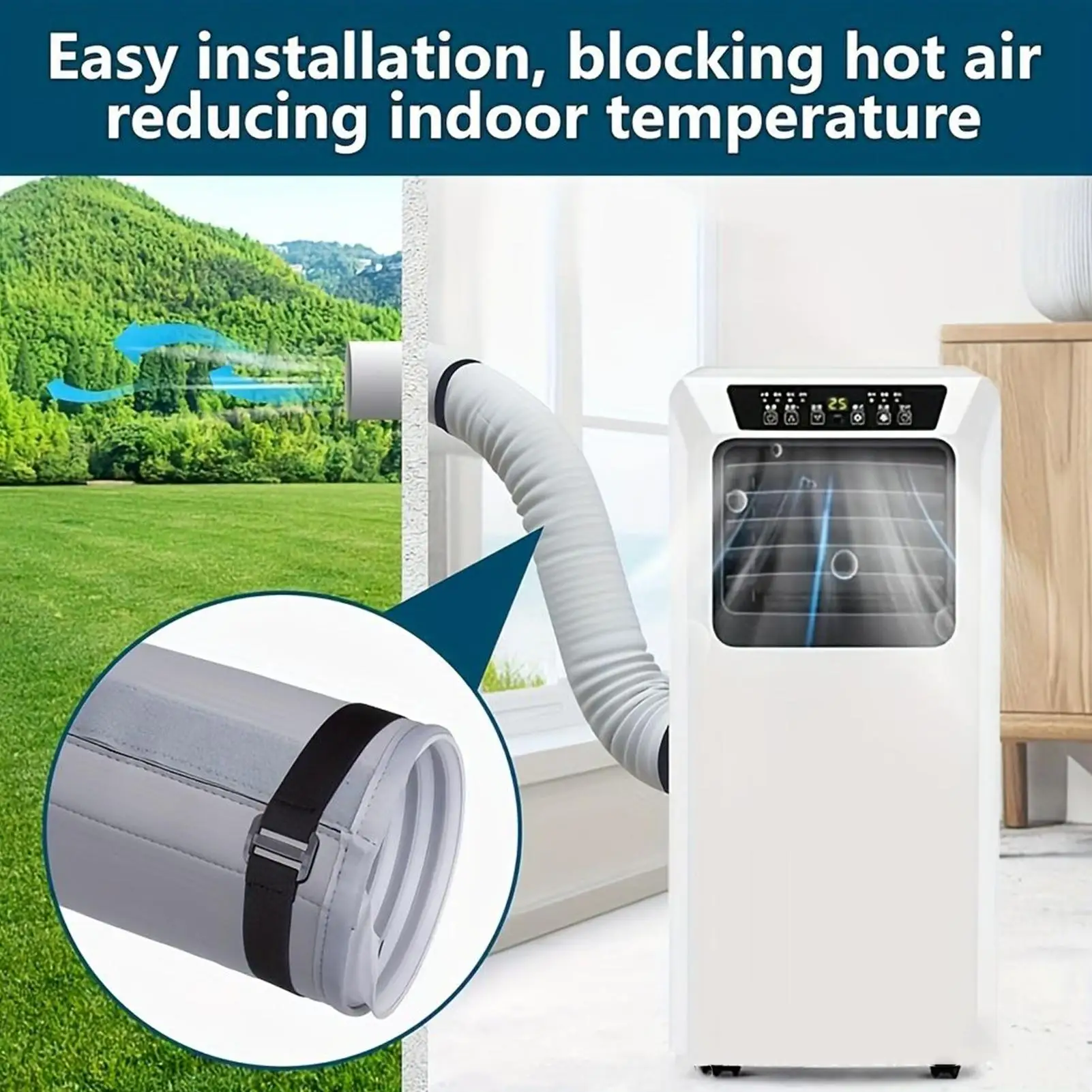 AC Hose Insulation Sleeve UV Protection With Adjustable Straps Portable AC Hose Insulation For Home Apartment Office Dormitory