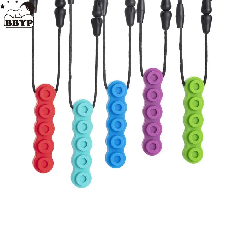 

10pcs Silicone Baby Teether Necklace Baby Sensory Teething Chewing Toys Food Grade Building Blocks Teether for Autism ADHD