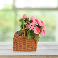 Rattan Woven Basket H made Waterproof Storage Gift Basket for Holiday Rattan Flower Pot Holder Seagrass Wall Mount Fruit Baskets