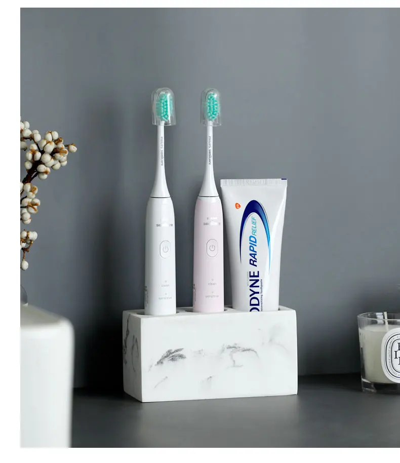 1pc Creative Marble Pattern Resin Multifunction Electric Toothbrush Rack Toothpaste Holder Bathroom Cleaning Brush Storage Box