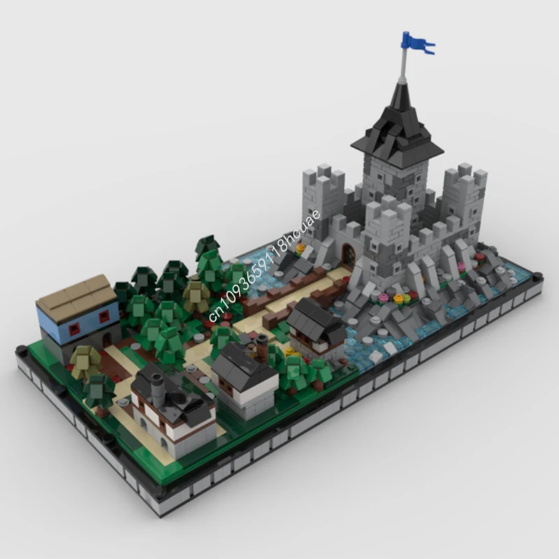

1699pcs MOC microscale medieval castle with village Castle BuildingBlock DIY Display Ornament Perfect Creative Christmas Gift