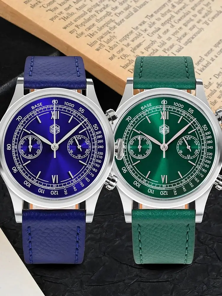 San Martin 38mm VK64 Quartz Watch Men Vintage Chronograph Wrist Watches Dress Arabic / Roman Numeral 5Bar Sapphire SN0101JS-1/2