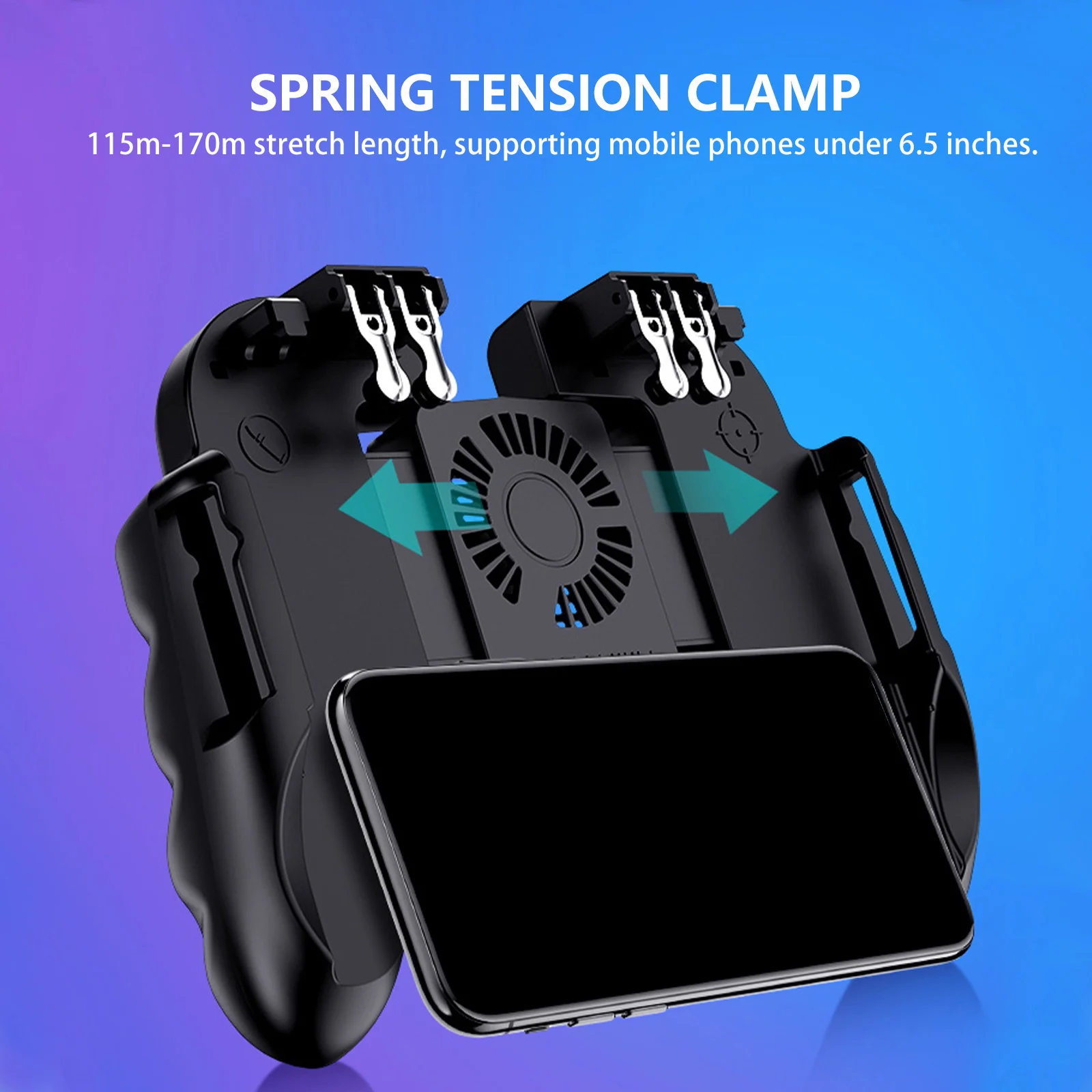 

Universal Trigger For Phone 6.5 Inch Mobile Controller Anti-Slip Grip Six-Finger Linkage Design Portable Gamepad Cellphone