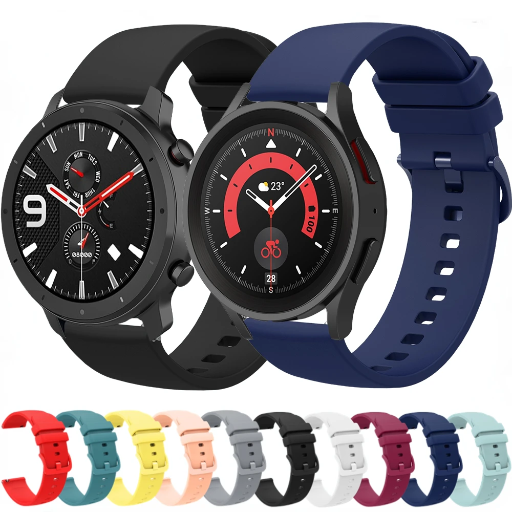 

20mm 22mm Silicone Strap for Samsung Galaxy Watch 3/4/5/Gear S3/Active 2/Amazfit GTR/GTS Bracelet Huawei Watch GT2 GT 3 Pro Band