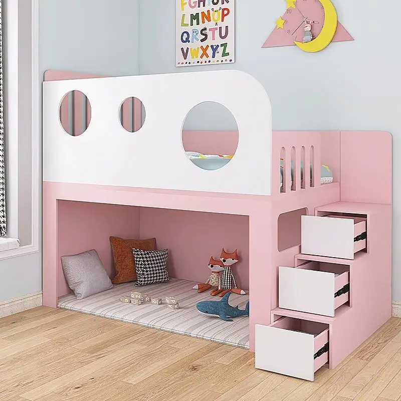 With stairs, high storage railings, solid wood medium-high beds