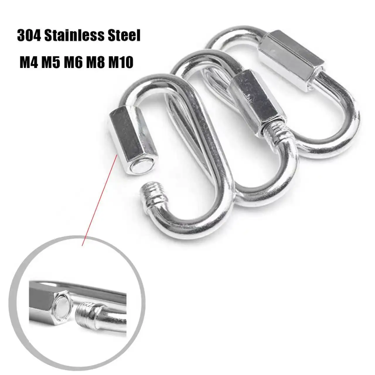Oval Multi-function Stainless Steel Connecting Ring Mountaineering Carabiner Outdoor Climbing Chain Safety Buckle Rope Connector