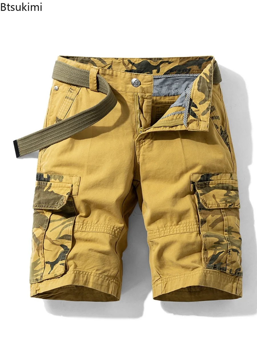 

Summer New Men's 100%Cotton Camouflage Cargo Shorts Trendy High Street Multi-pockets Casual Loose Short Trousers Men Sport Pants