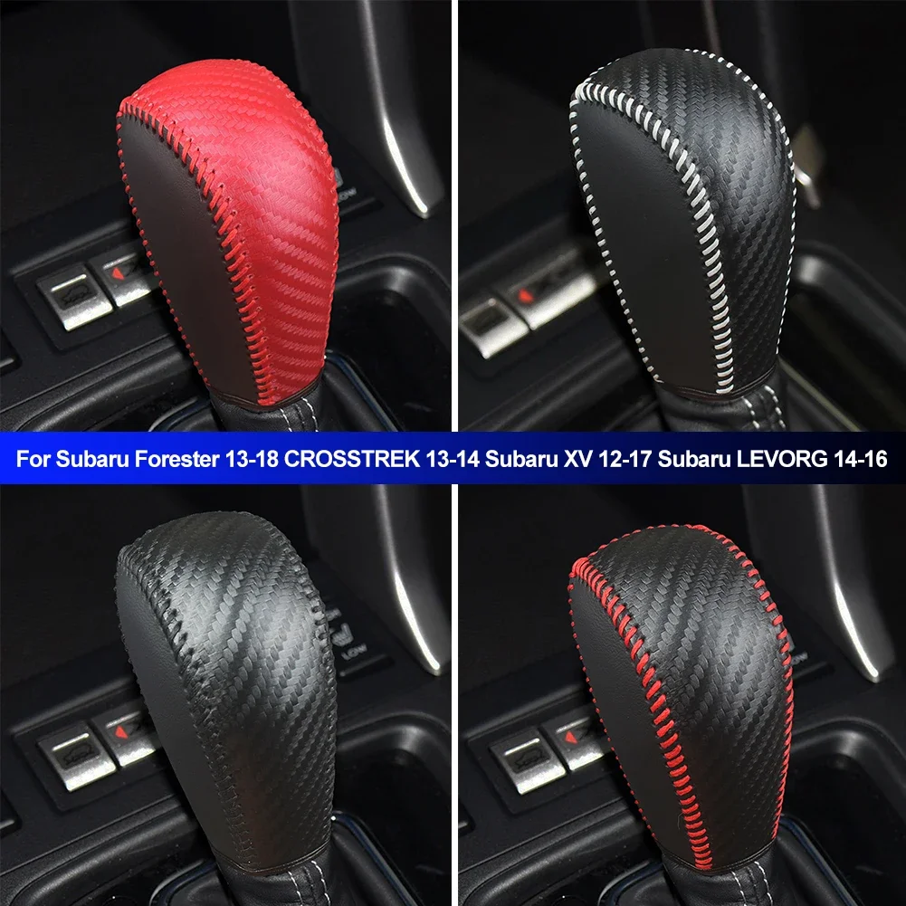 Car PU Leather Gear Shift Knob Cover Handball Trim For Subaru Forester 13-18 CROSSTREK 13-14 Subaru XV 12-17 Subaru LEVORG 14-16