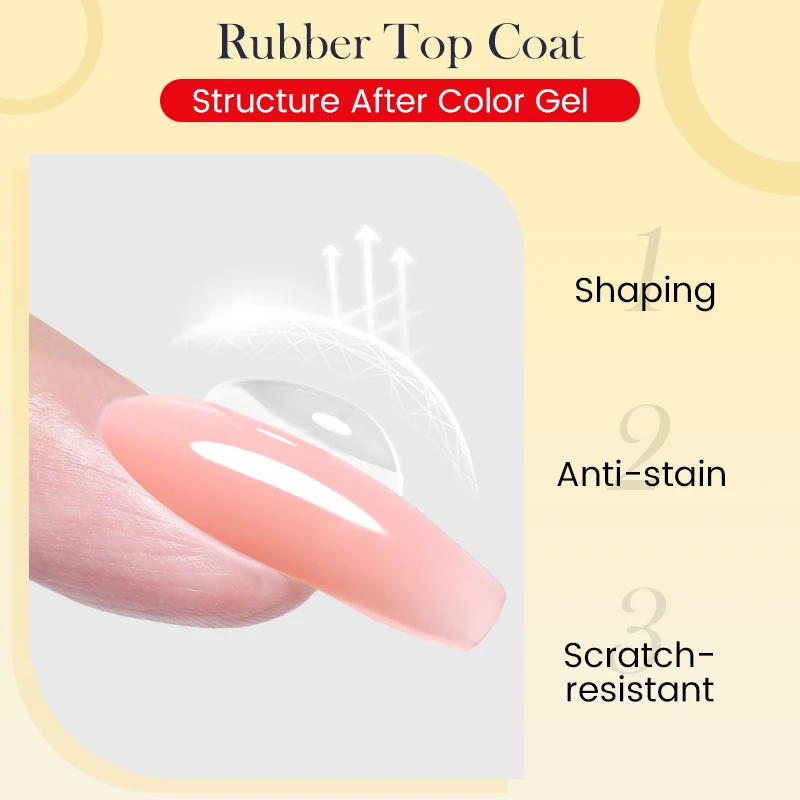 BORN PRETTY 10ml Clear Rubber Top Coat for Rubber Boomer Nails Design Use Shaping Thick Glossing Semi Permanent UV Gels Polish