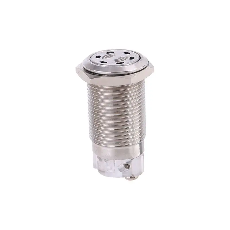 16mm Buzzer Alarm Electronic Beep Buzzer DC12V Piezo Buzzer Alarm Ringer Emergency Sound Stainless Steel Easy to Install