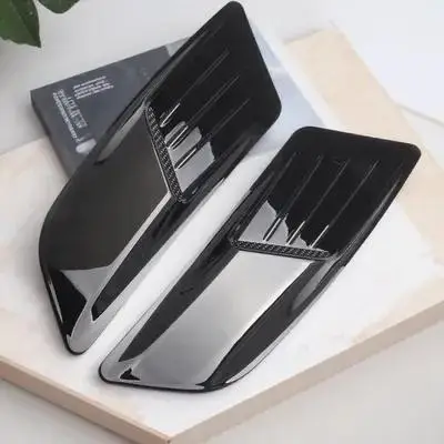

1Pair Car Vent Stickers ABS Durable Hood Vent Covers Lightweight Easy Paste Side Air Flow Outlet Stickers Engine Hood Decals