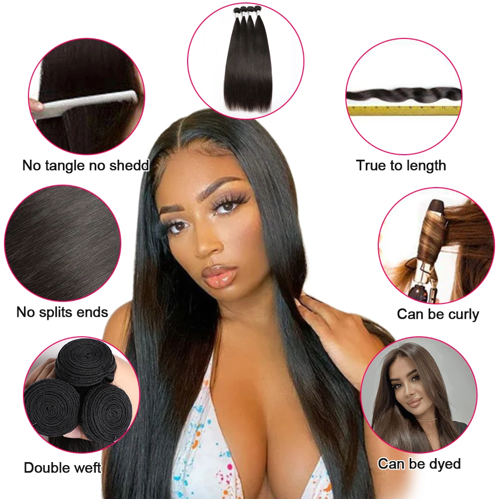 Перуанские волосы Megeen, 12-32 дюйма, 15 А, 100% человеческие волосы для наращивания, прямые волосы с косточками 1/3/4, двойные уточные волнистые волосы для женщин