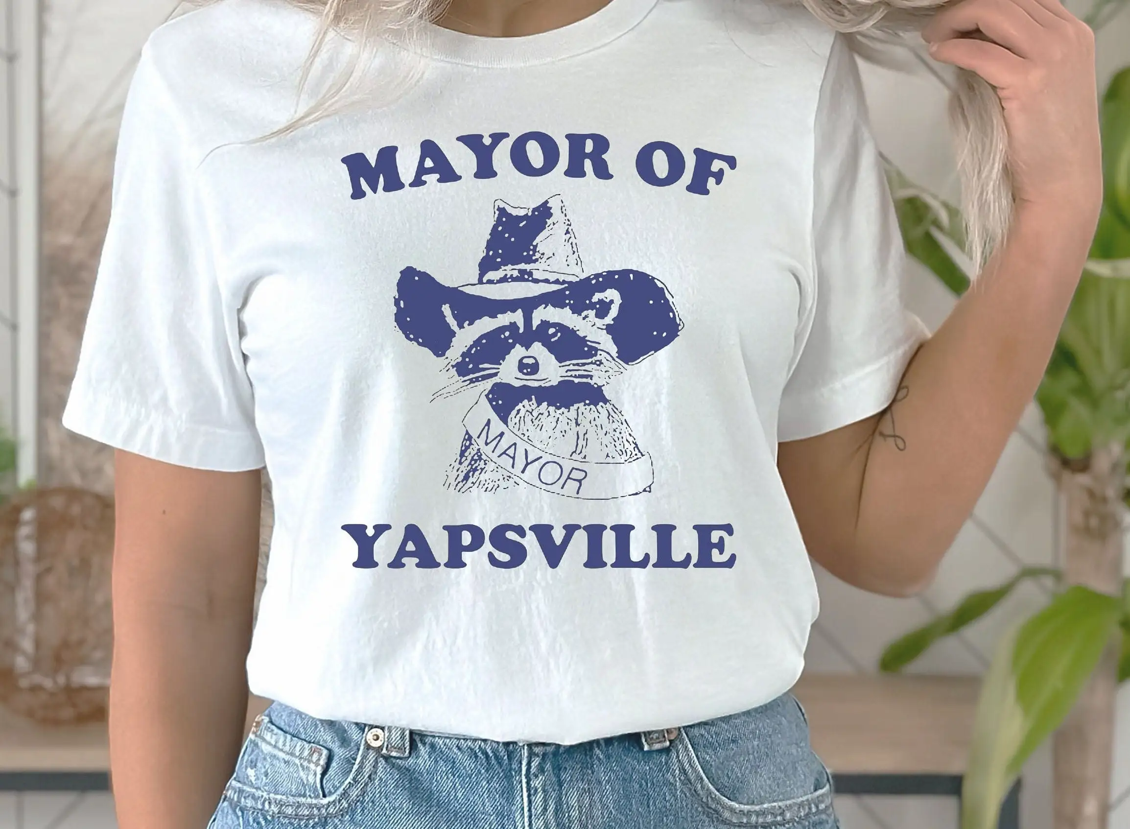 Mayor Of Yapsville T Shirt Funny Raccoon Meme Vintage Drawing Racoon Animal