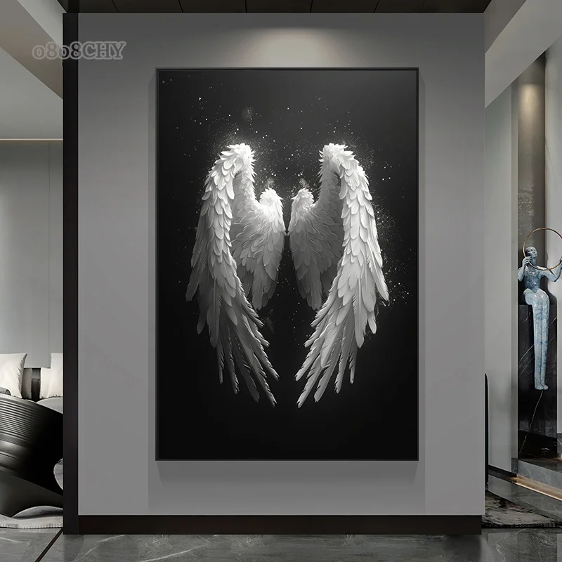 Beautiful White Angel Wings Canvas Painting Modern HD Prints Poster Fashion Wings Wall Art Pictures for Living Room Home Decor