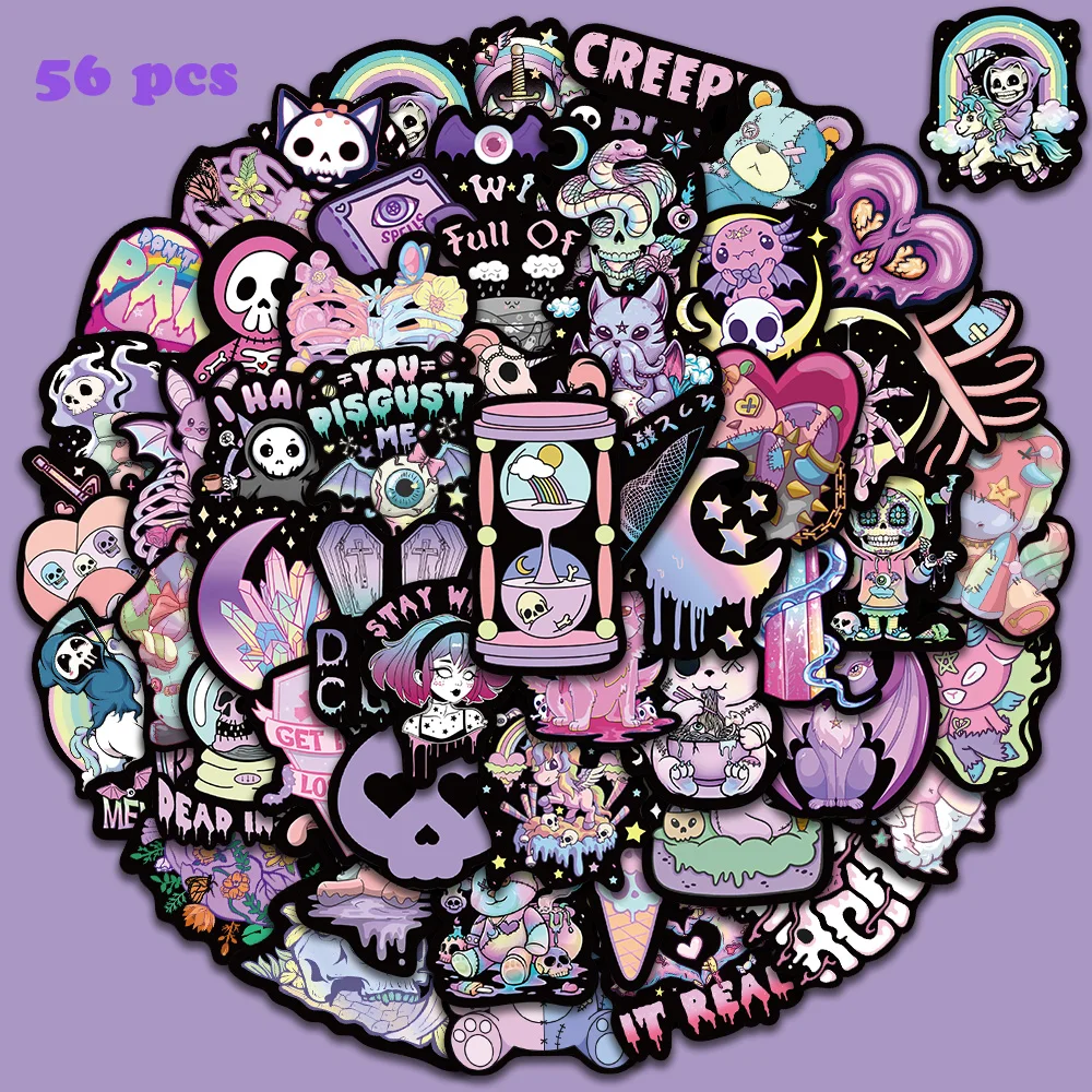 56pcs Dark Gothic Style Sticker Retro Cool Decal For Laptop Phone Envelope Magazine Sketchbook iPad Decoration Sticker