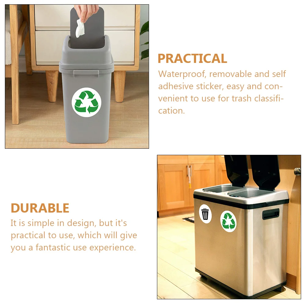 

12pcs Trash Classification Stickers Pvc Waterproof Self-Adhesive Labels Garbage Sorting Easy Removable Trash Can Recycling