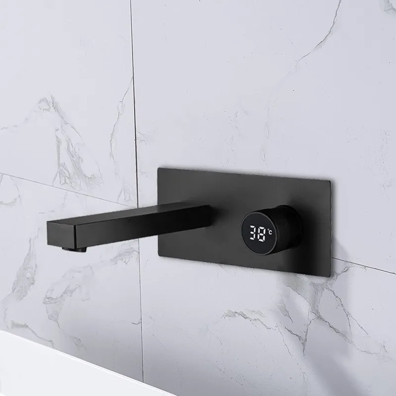 Wall Mounted Basin Mixer Tap with Temperature Display Hot Cold Water Bathroom Faucet for Hotel Project