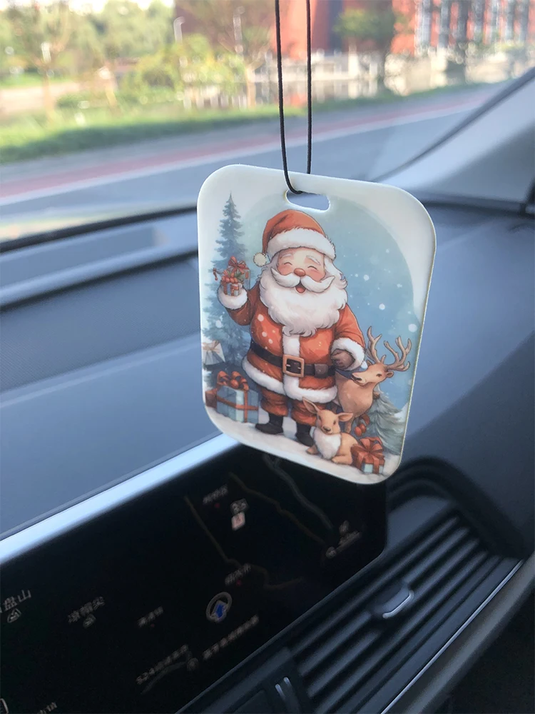 10pcs Santa Claus Car Air Freshener Car Perfume for Salon Car Hanging Snowman Air Fragrance Flavors for Cars Christmas Present