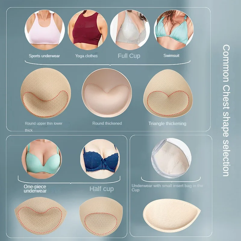 3pair Women Intimates Accessories Sponge Swimsuit Breast Push Up Bra Padding Chest Enhancers Bra Foam Insert Chest Cup