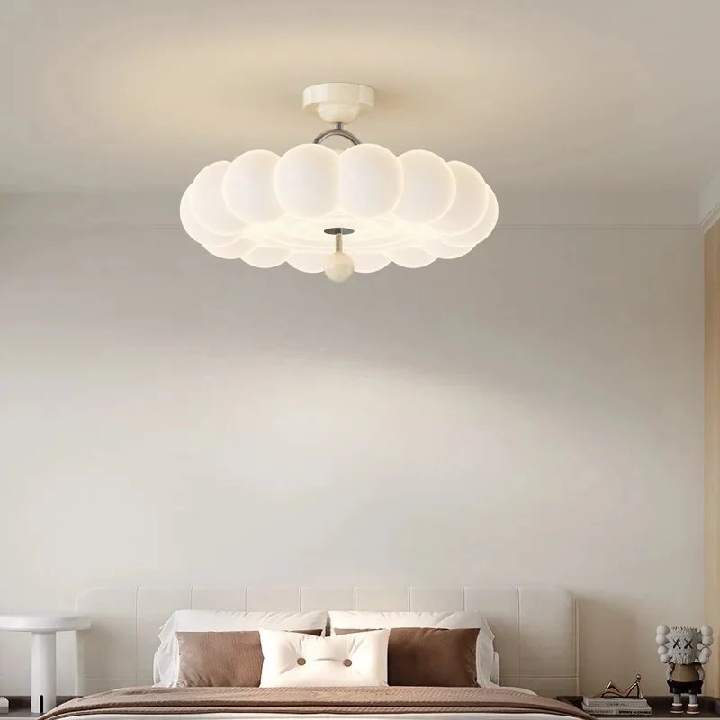 Cream Cloud Ceiling Light Wood Deco Flush Mount Lamp Nordic Modern Ceiling Lamp For Kids Bedroom Living Room Home Decor