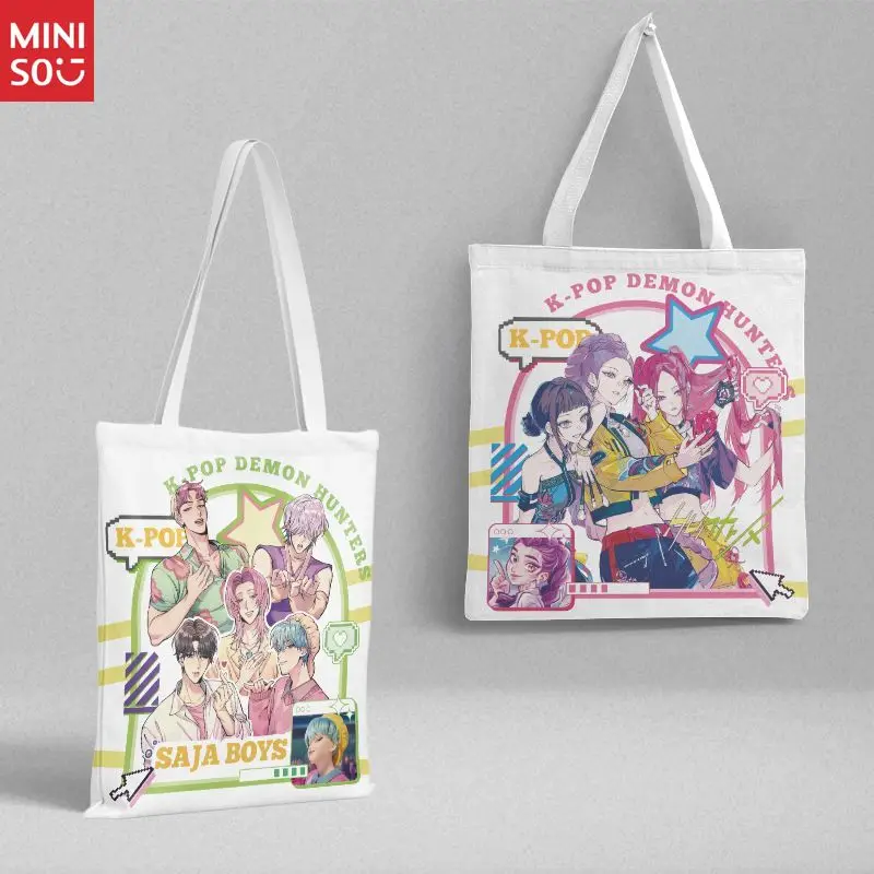 Miniso Canvas Tote Bag for Women, Large Capacity Shoulder Bag & Bookbag