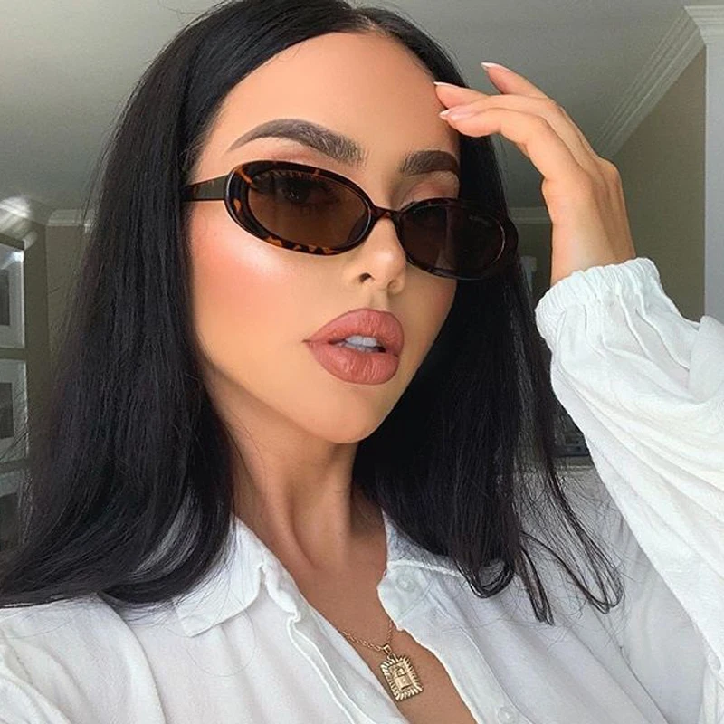 Nouvelles lunettes de soleil ovales vintage pour femmes, monture léopard, style rétro, Oculos De Sol