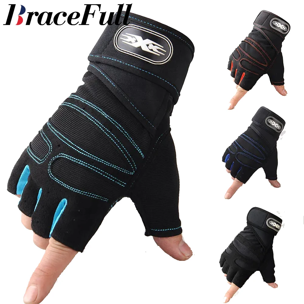 1Pair Gym Gloves Fitness Weight Lifting Gloves Body Building Training Sports Exercise Cycling Sport Workout Glove for Men Women