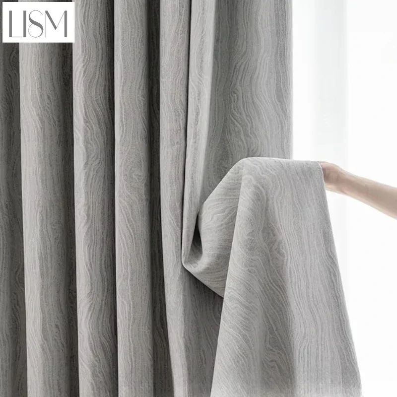 

New Corrugated Chenille Cream Curtains Bedroom Living Room Full Shading Light Luxury Advanced Sense Antibacterial Thickening