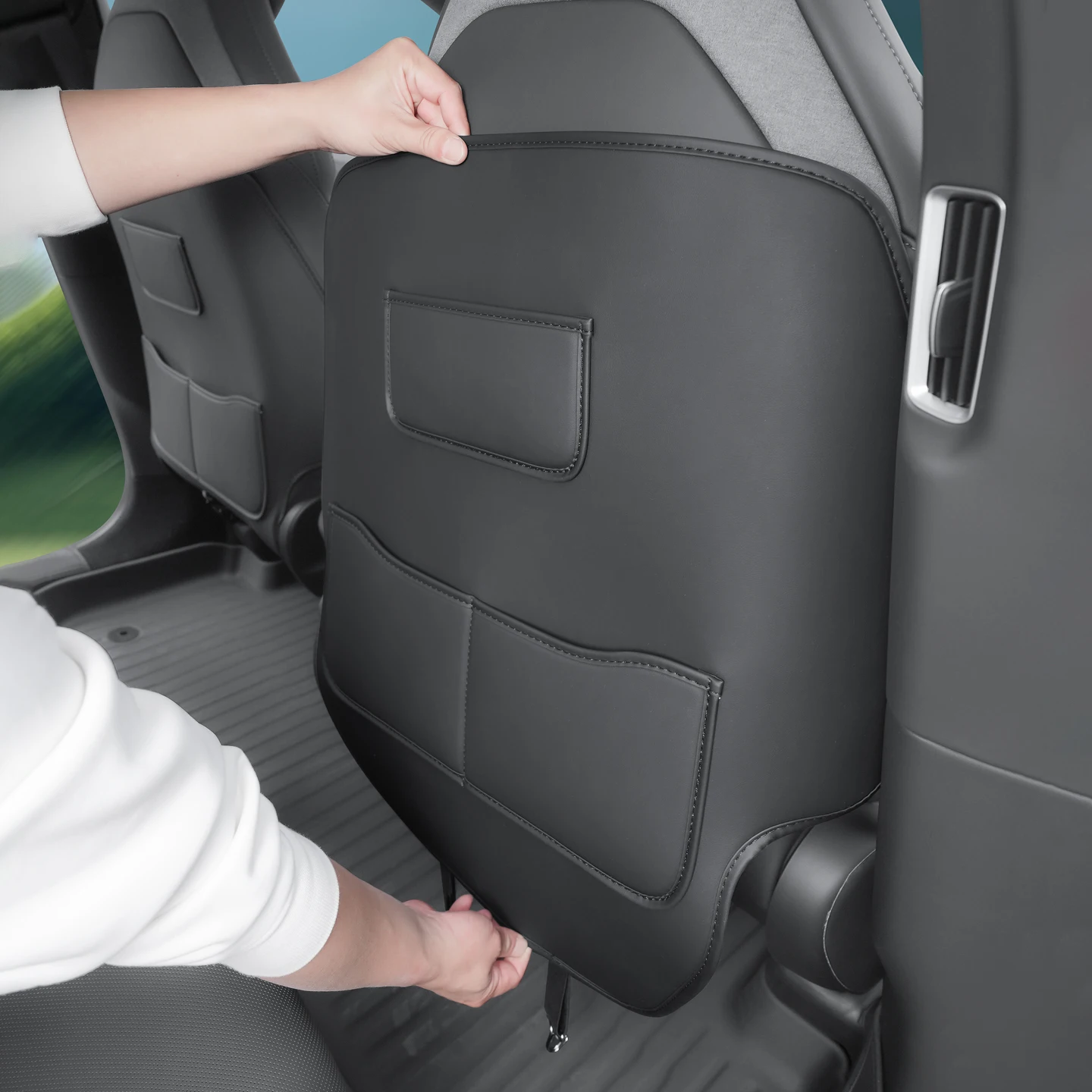 For 6-Seater Tesla Model YL First Row Seat anti Kick Pad, Model Y L Front Row Seat Back Protection Pad, 2pcs
