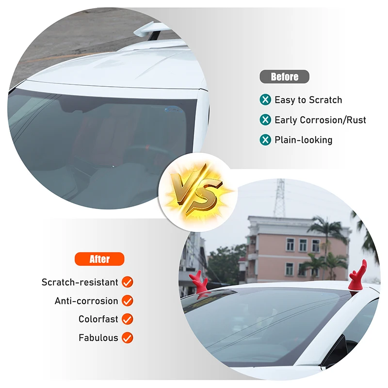 

2piece set PVC Red For Chevrolet Corvette C8 2020+ car roof decoration small antlers three-dimensional sticker Car accessories