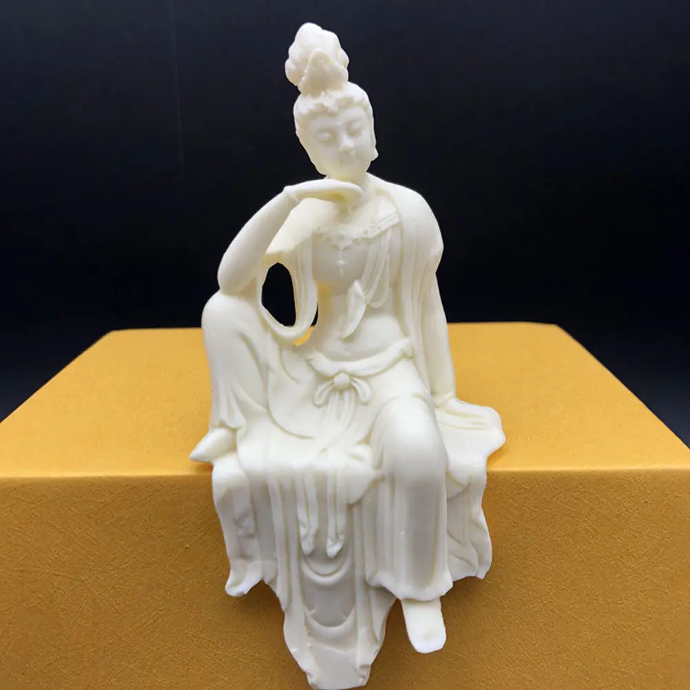 Authentic Guanyin Sculpture Nut Wood Crafted Serenity Symbol Buddhist Home Decoration Feng Shui Ornament for Meditation Space - view 2