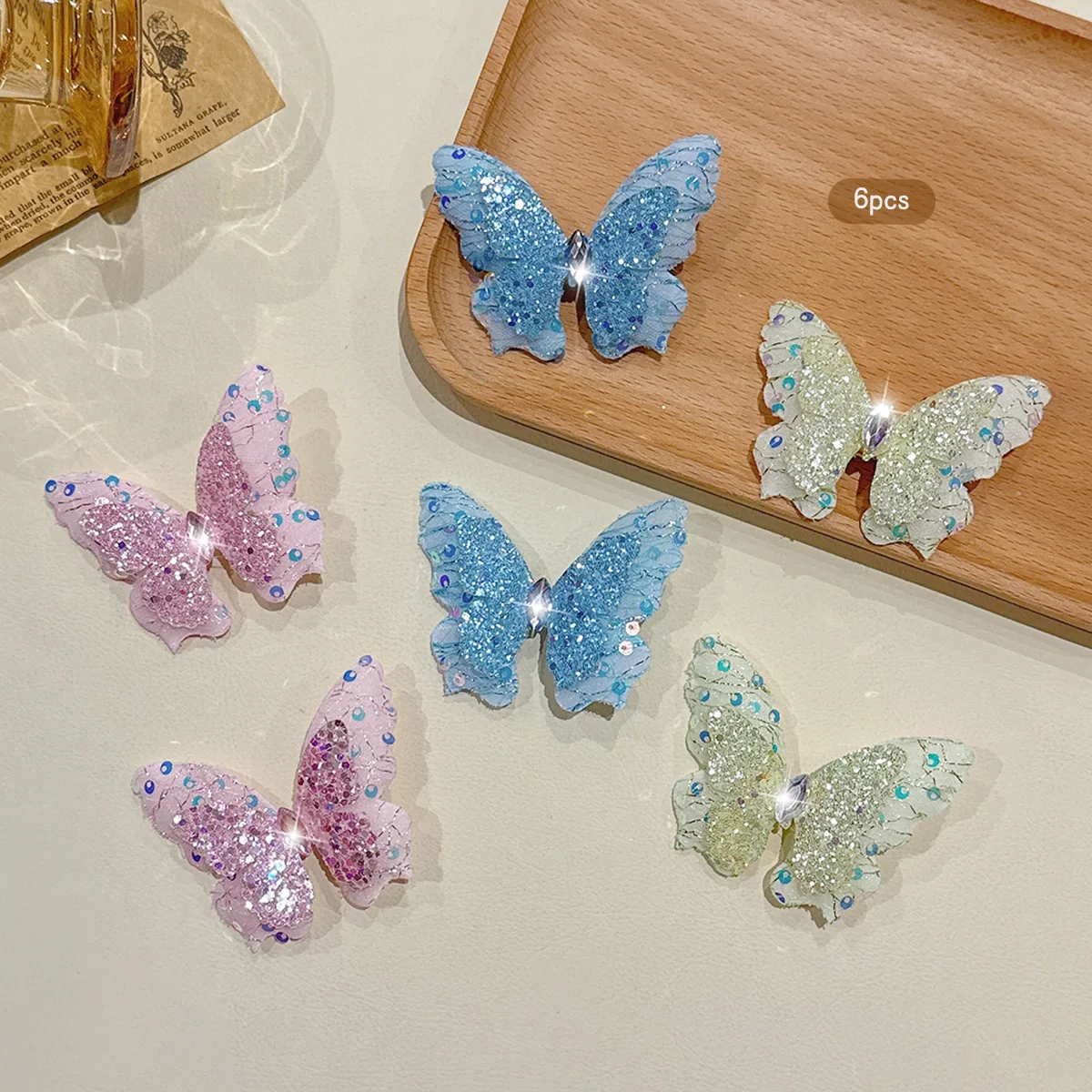 6 bunte Schmetterlings-Haarspangen im süßen Stil, geeignet für den täglichen Gebrauch als Accessoires – Detail 3