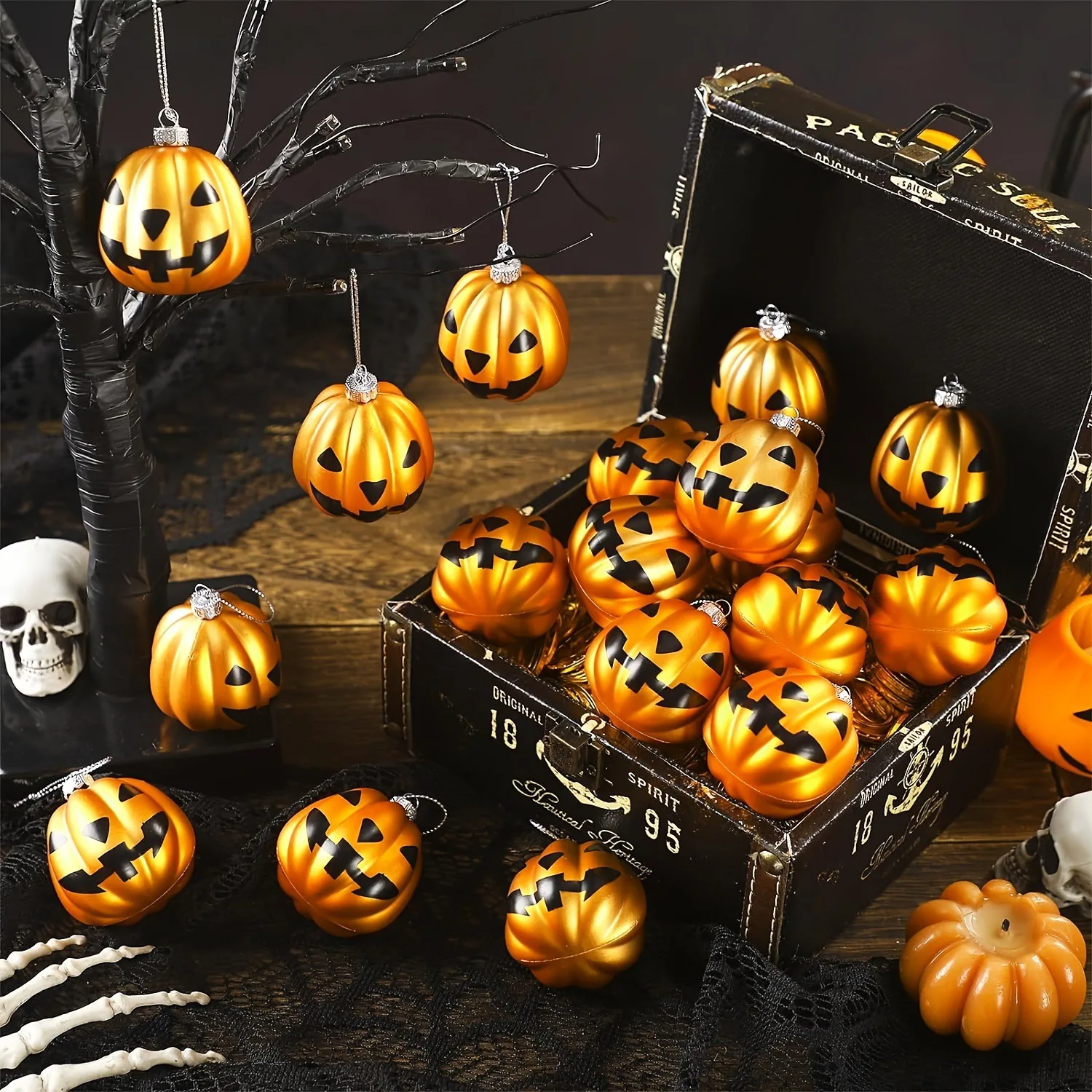 20-80pcs Hallowee Tree Ornament Hand Painted Ghost Pumpkin Ball Matte Finish for Holiday Home Decor Celebration