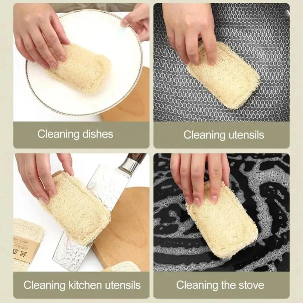 New Natural Loofah Dishwashing Brush Easy To Clean Nonstick Dishwashing Cloth Double-sided Quick Drying Loofah Cleaning Brush