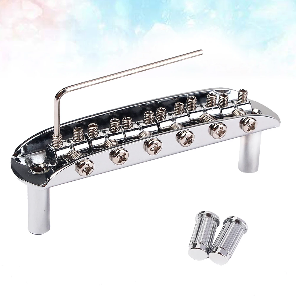

Chrome Bridge For Fits Adjustable Saddle Top-Loading Guitar Parts Accessories With Screws L-Wrench Semi