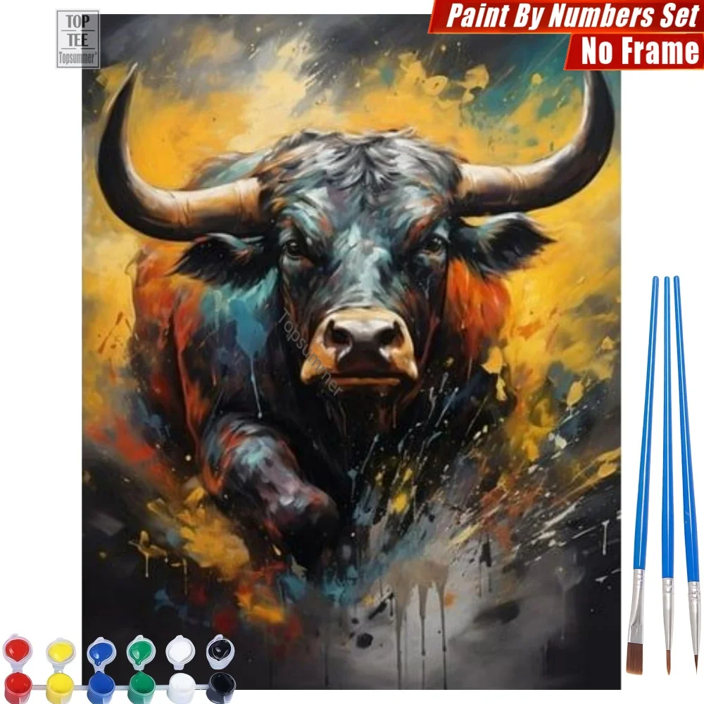 

Набор для рисования по номерам «Динамичный красочный бык» - Силы и энергия, яркие цвета, декор для гостиной, подарок на День отца для мужа