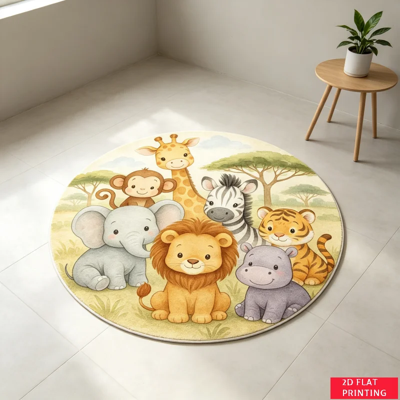 سجادة دائرية بتصميم حيوانات ال - مراجعة Baby Nursery Jungle Rug وسعره