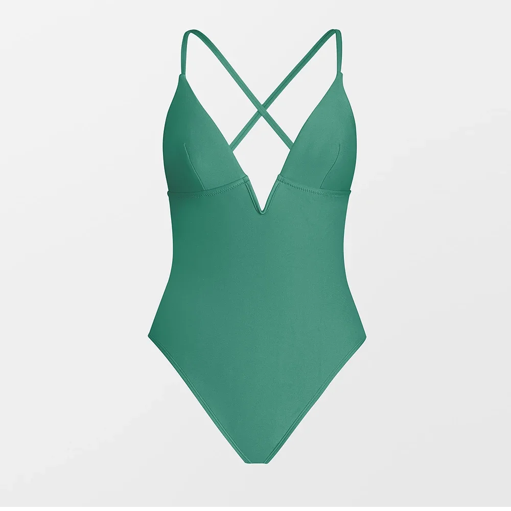 V-Wire Plunge Neck One-Piece Swimsuit For Women Sexy Backless Monokini Swimwear 2023 Bathing Suit Beachwear