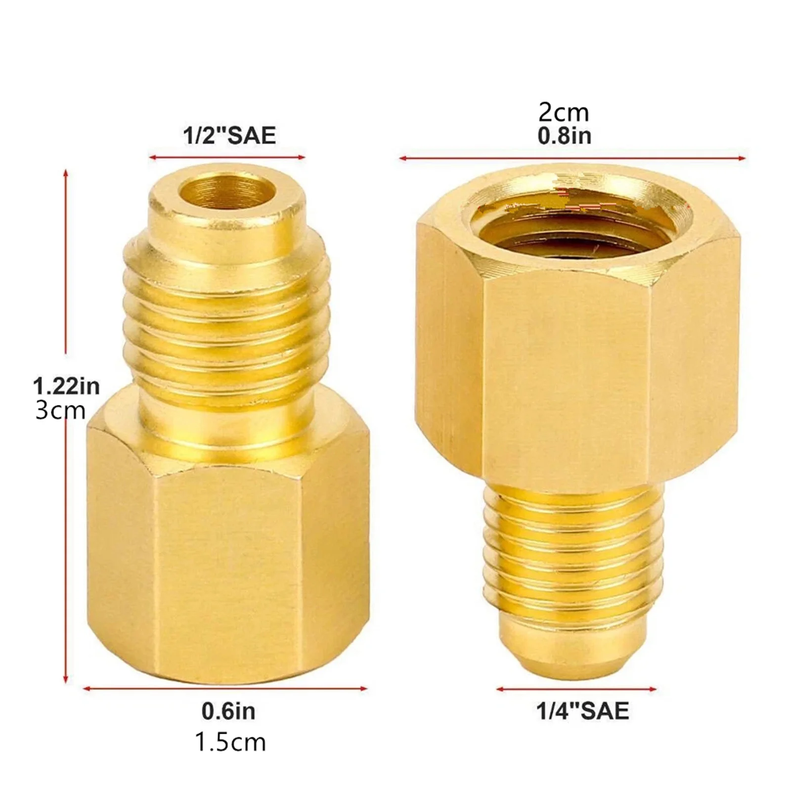 3Pcs R12 to R134a + 3Pcs R134a to R12 Adapter Set, AC Retrofit Conversion Fitting Kit for Charging Vacuum Pump Service Tools