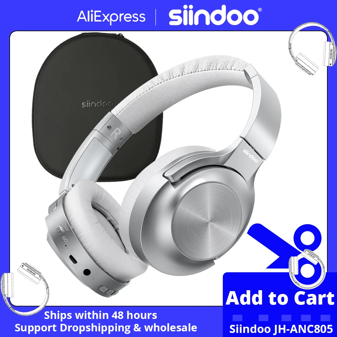 Siindoo Wireless Noise Cancelling Headphones with Deep Bass