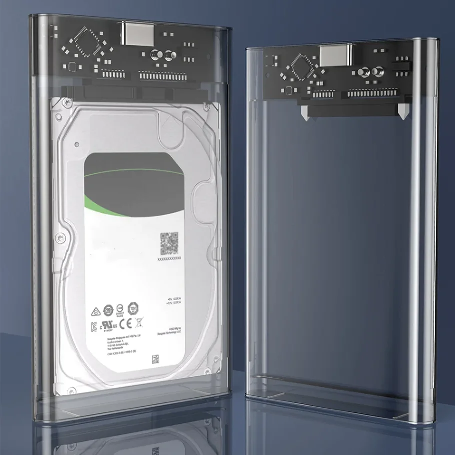 

USB3.0 Чехол для внешнего жесткого диска 5 Гбит/с 2,5 дюйма Прозрачный чехол для жесткого диска Корпус для жесткого диска SATA HDD SSD Чехол для хранения для портативных ПК