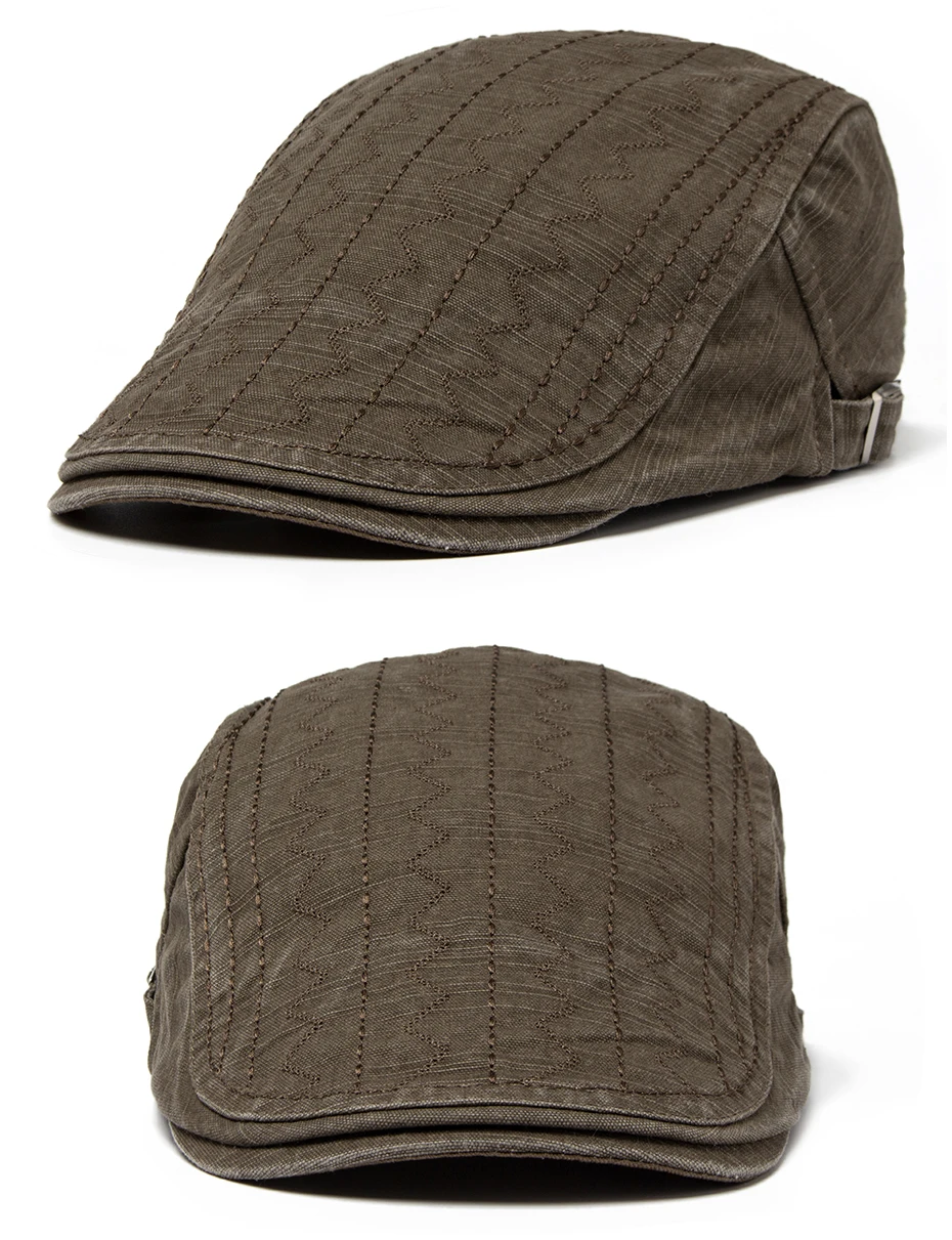 Vintage Newsboy-Mütze für Herren, lässige Schirmmütze, Sommermode, Baumwoll-Flatcap für Herren, Original Marken-Baskenmütze, verstellbar – Detail 8