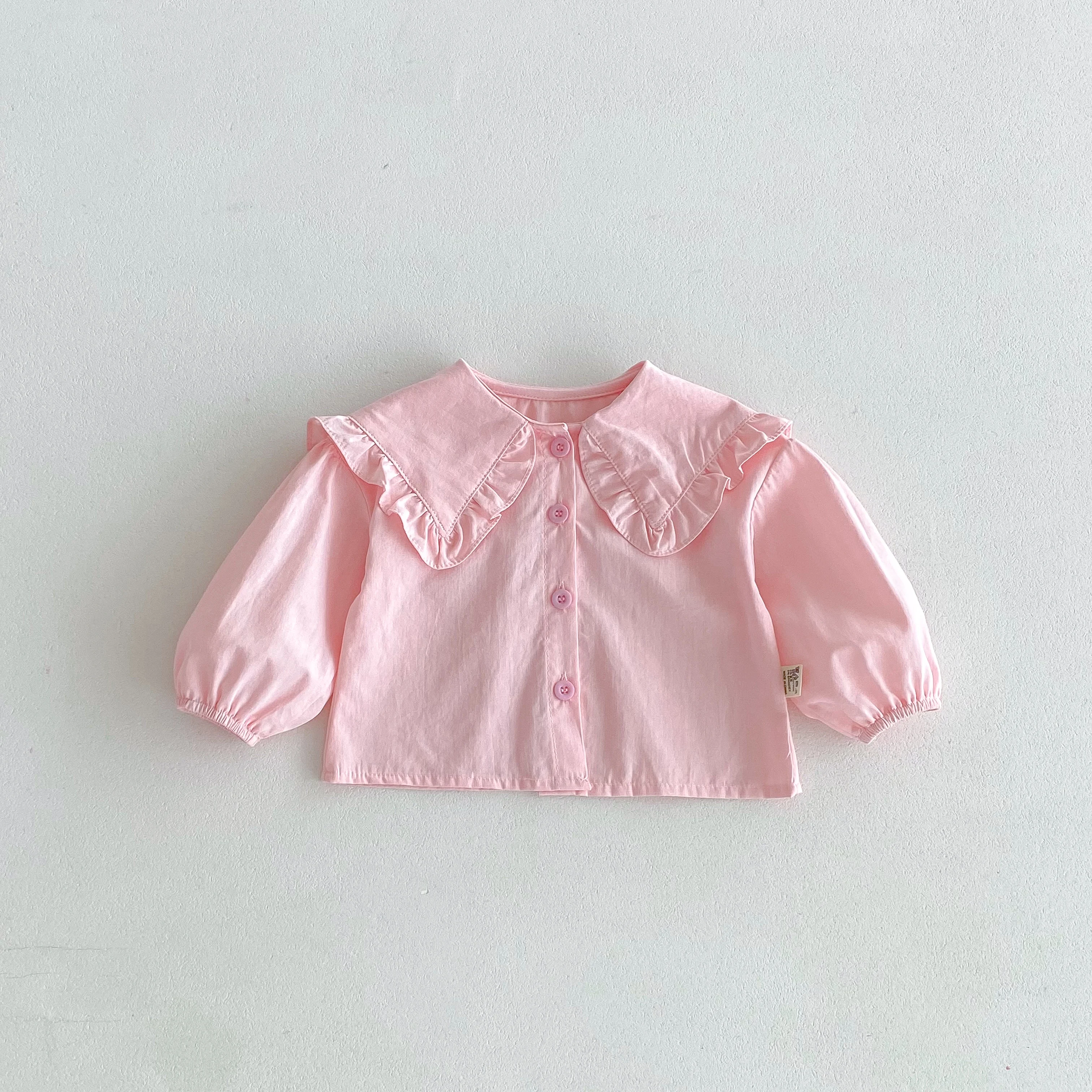 Nueva camisa de bebé elegante y a la moda de primavera y otoño para bebés y niños pequeños, camisa de manga larga con solapa grande