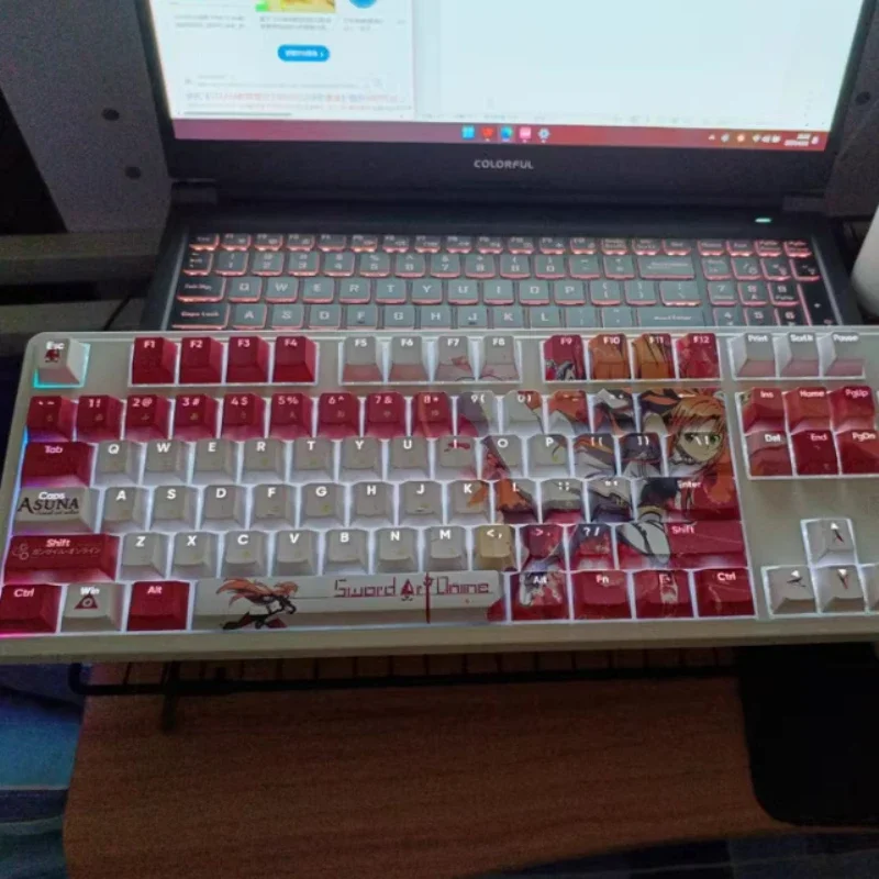 Sword Art Online Anime Keycap Asuna Cute Cartoon 108key Set PBT Customized Cherry Profile Gaming Keycaps for Mechanical Keyboard