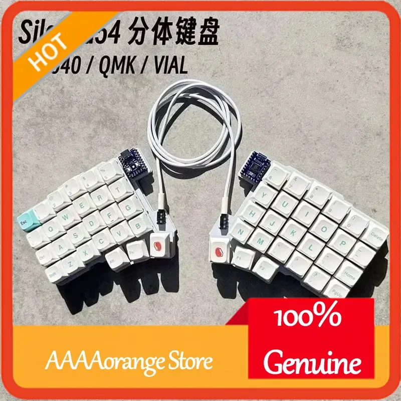 Silakka54 Ergonomic Split Keyboard Wired Hot Swappable with QMK VIAL RP2040 Zero Programmable for PC Gaming Mechanical Keyboards