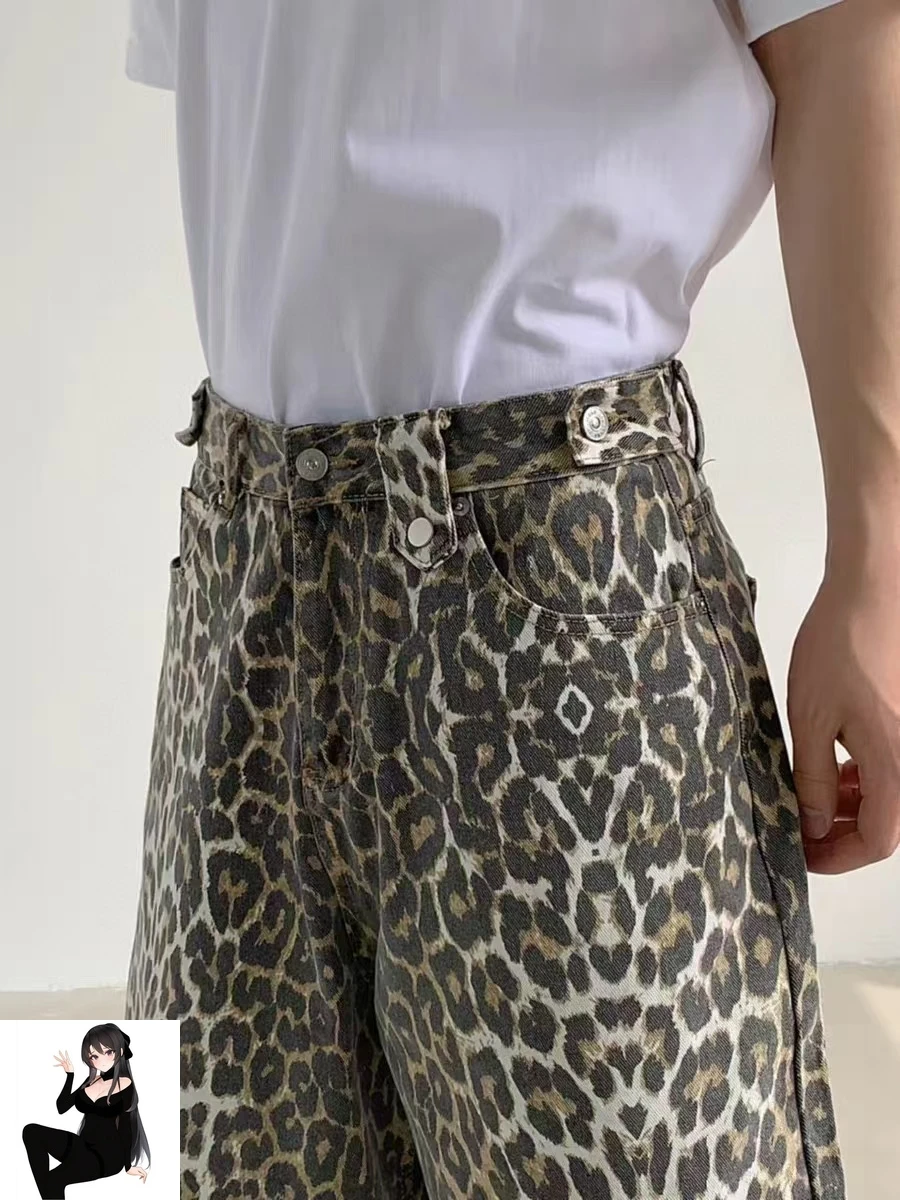 Fashion Brand Shorts 1:1 High Quality Leopard Print Denim Shortpant Men Women Hip Hop Outdoor Shorts